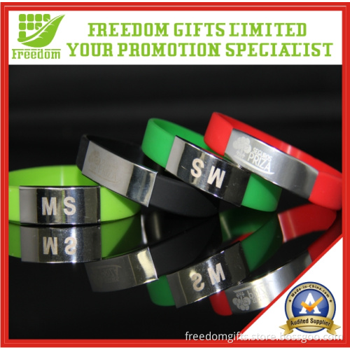Laser Logo Metal Silicone Wristband